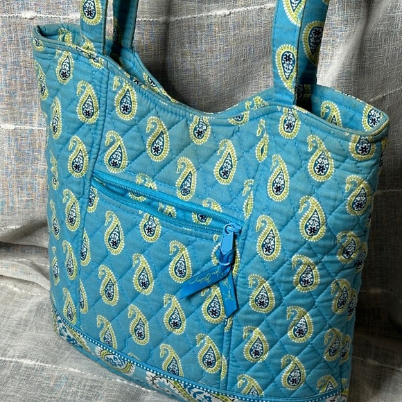 Vintage Vera Bradley Bermuda Blue Original Button Snap Tote Bag Designer 2005 - Picture 7 of 16